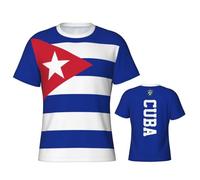 Patriotic 3D Cuban Flag T Shirt, Novelty Short Sleeve 3D Printed Casual Tops, Cuban Striped Flag Cool Football Fans Streetwear, Sport Soccer Blouse Tops, Men Summer Crew Neck Fitness Tee Blue