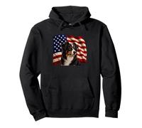 Patriotic 4th July USA Flag Miniature American Shepherd Pullover Hoodie