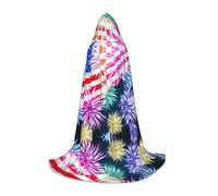 Patriotic 4th Of July American Flag Hooded Cape For Teenagers, Unisex Cloak Robe Hooded Halloween Costume Satin Witches Vampire Cloak Fancy Dress Up Children