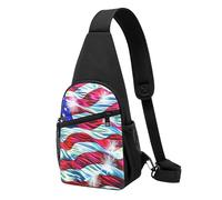 Patriotic 4th of July American Flag Printed Chest Bag Sling Bag for Men Women, Outdoor Crossbody Fanny Packs Hiking Chest Packs Sport Daypacks