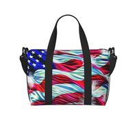 Patriotic 4th of July American Flag Printed Travel Bag Duffle Bag for Men Women, Large Water Resistant Gym Bag Weekend Holdall Bag with Shoulder Strap