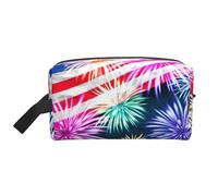 Patriotic 4th of July American Flag Printed Travel Organizer Bag, High Density Storage Case with Protective Foam for Electronics