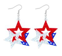 Patriotic 4th of July Earrings for Women Red White Blue Acrylic Patriotic Earrings American Flag Star Earring for Independence Day Gifts, Acrylic, No Gemstone