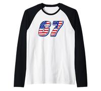 Patriotic 67 USA Flag Numbers - Six Seven Gen Alpha Meme 6 7 Raglan Baseball Tee