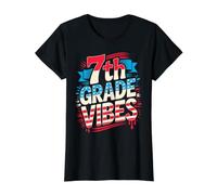 Patriotic 7TH Grade Vibes I Teach Bruh We Back Teacher Crew Value Graphic T-Shirt, Women, Black, XL