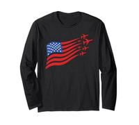Patriotic Airplane American Flag USA Aviation Pride Long Sleeve T-Shirt