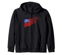 Patriotic Airplane American Flag USA Aviation Pride Zip Hoodie