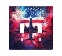 Patriotic Airplane Light Switch Cover Plates/Outlet Covers, Independence Day Colors, Modern Wall Accents, Thermoplastic Wall Plates, Standard Size Double Toggle