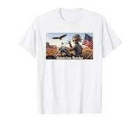 Patriotic Alien Biker America Rocks Eagle Flag USA Value Graphic T-Shirt, Men, White, XL