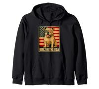 Patriotic American Bulldog Built in the US Flag 4Th Of July Zip Hoodie