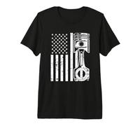 Patriotic American Flag Piston Muscle Car Vintage Distressed Premium T-Shirt