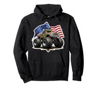 Patriotic American Monster Truck Camo Soldier Military USA Pullover Hoodie