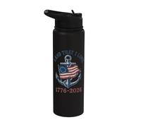 Patriotic Anchor Thirteen Star Flag 1776-2026 Stainless Steel Insulated Water Bottle