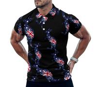 Patriotic Australian Hopping Kangaroo Australia Flag Men's Polo Shirt Short Sleeve Golf Shirt Summer Sports T-Shirt Tops for Athletic Casual XL