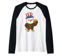 Patriotic Bald Eagle Burger USA July 4th America Souvenir Raglan Baseball Tee