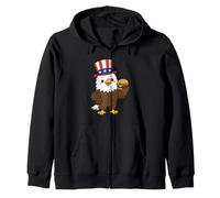 Patriotic Bald Eagle Burger USA July 4th America Souvenir Zip Hoodie