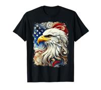 Patriotic Bald Eagle With American Flag Abstract Art T-Shirt