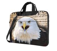 Patriotic Bald Eagle With American Flag Print Structured Laptop Bag Oxford Cloth Briefcase Padded Shoulder Case