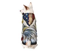 Patriotic Bald Eagle with American Flag Printed Dog Hoodie Soft Dog Sweatshirt Cute Cat Dog Clothes for Small Dogs Kitten Puppy, XL