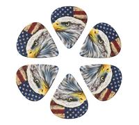 Patriotic Bald Eagle With American Flag Printed Guitar Picks -6 Pcs Guitar Picks Plectrum,Guitar Accessories,Electric Guitar Pick, Bass & Ukulele 0.71mm