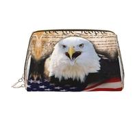 Patriotic Bald Eagle with American Flag Printed Hand-held Zipper Cosmetic Bag Large Travel Toiletry Bag Suitable for Home and Travel