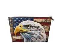Patriotic Bald Eagle with American Flag Printed Travel Toiletry Bag - Handbag Organizer, Purse Organiser Insert Handbag,Inner Storage Bag in Bag with Zipper Bag