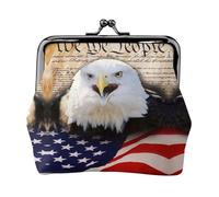 Patriotic Bald Eagle with American Flag Printing Small Coin Purse, Lightweight Travel Wallet for Sightseeing Tours and Shopping Sprees