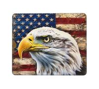 Patriotic Bald Eagle with Striped Flag Printed Gaming Mouse Pad 10.3x8.3 Inches, Non-Slip Rubber Base Laptop Mousepad Desk Mat with Stitched Edges for Gamer, Office, Home