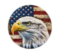 Patriotic Bald Eagle with Striped Flag Printed Gaming Mouse Pad 4 PCS, Round Non-Slip Rubber Base Laptop Mousepad Desk Mat for Gamer, Office, Home
