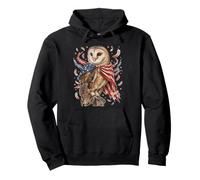 Patriotic Barn Owl American Flag Pullover Hoodie