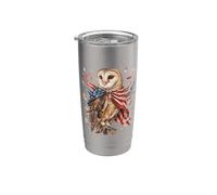 Patriotic Barn Owl American Flag Stainless Steel Insulated Tumbler