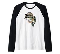 Patriotic Bass Fishing USA Dad Angler Graphic Design Raglan Baseball Tee