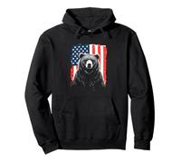 Patriotic Bear American Freedom Forest Paw Pullover Hoodie