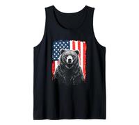 Patriotic Bear American Freedom Forest Paw Tank Top