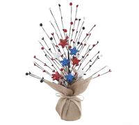 Patriotic Berry Tree Decor with Star Ornaments for Independence Day Table Decorations and Festive Party Setup (B)