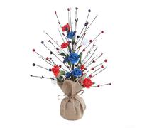 Patriotic Berry Tree Decor with Star Ornaments for Independence Day Table Decorations and Festive Party Setup (C)