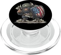 Patriotic Bison with America Shield for Battlefield Lovers PopSockets PopGrip for MagSafe