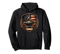 Patriotic Blacksmith Vintage American Flag Metalsmith USA Pullover Hoodie