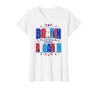 Patriotic Boating Floating Summer Lake Vacation Design Value Graphic T-Shirt, Women, White, XS