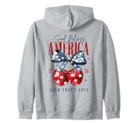 Patriotic Bow and Cherries God Bless America 1776 USA Cherry Zip Hoodie