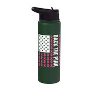 Patriotic Breast Cancer Awareness Back The Pink Support Stainless Steel Insulated Water Bottle