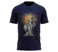 Patriotic British Mens T Shirt - Britannia with Union Jack Shield Tee - Britain Pride Top for Him - Heritage Gift Clothing, XL, Navy