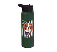 Patriotic Brittany Spaniel US Flag - American Brittany Stainless Steel Insulated Water Bottle