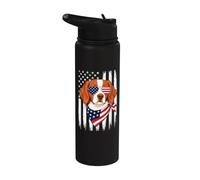 Patriotic Brittany Spaniel US Flag - American Brittany Stainless Steel Insulated Water Bottle