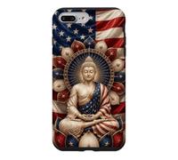 Patriotic Buddha Lotus Flower USA Flag Buddhism Buddhist Case for iPhone 7 Plus/8 Plus