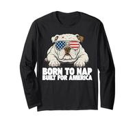 Patriotic Bulldog American Flag Funny USA Freedom Long Sleeve T-Shirt