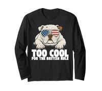 Patriotic Bulldog American Flag Funny USA Freedom Long Sleeve T-Shirt