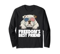 Patriotic Bulldog American Flag Funny USA Freedom Long Sleeve T-Shirt