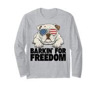 Patriotic Bulldog American Flag Funny USA Freedom Long Sleeve T-Shirt