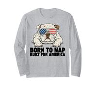 Patriotic Bulldog American Flag Funny USA Freedom Long Sleeve T-Shirt